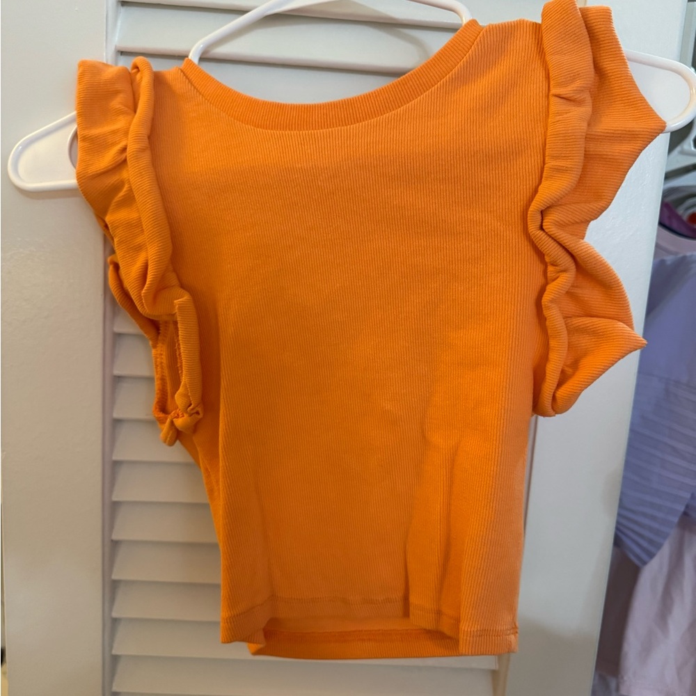 Orange Ruffle Sleeve Zara Top